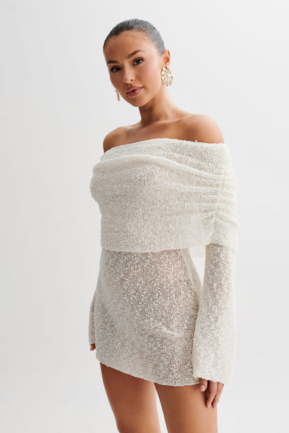 Women's Off-The-Shoulder Mini Bodycon Dress - Fashinoza