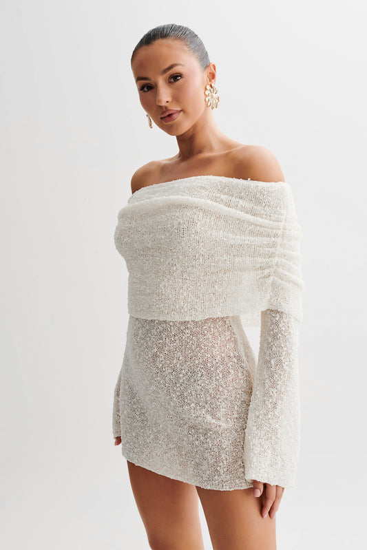 Women's Off-The-Shoulder Mini Bodycon Dress - Fashinoza