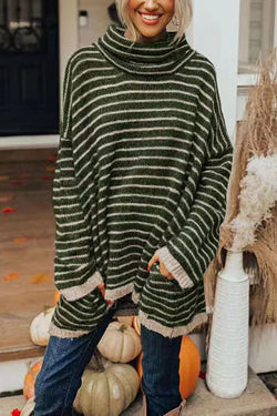 Women's Oversized Striped Sweater - Fashinoza