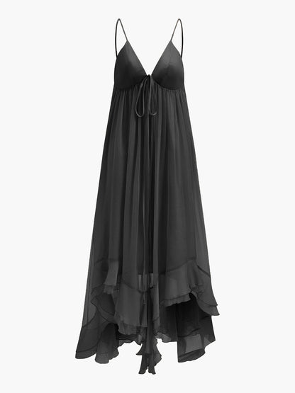 Women's Chiffon Maxi Dress Cape Sleeves