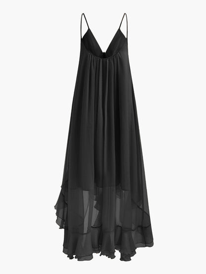 Women's Chiffon Maxi Dress Cape Sleeves