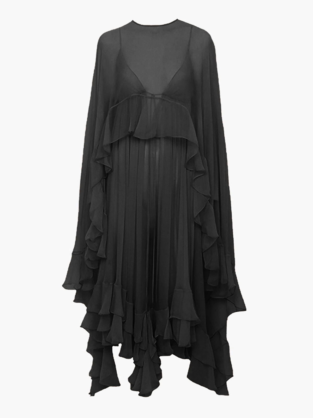 Women's Chiffon Maxi Dress Cape Sleeves