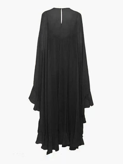 Women's Chiffon Maxi Dress Cape Sleeves