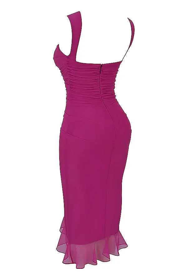 Women's Ruffle Midi Dress Elegant