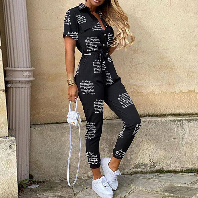 Image of Clara | Women's Belted Short Sleeve Jumpsuit
