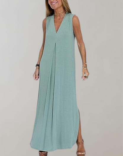 Image of Clara | Women's Sleeveless V-Neck Maxi Dress
