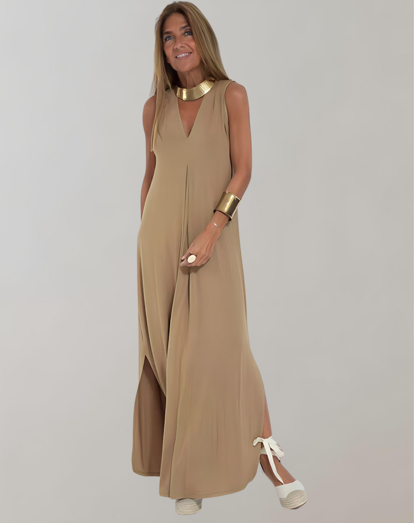 Image of Clara | Women's Sleeveless V-Neck Maxi Dress