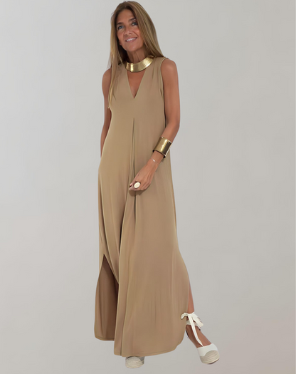 Image of Clara | Women's Sleeveless V-Neck Maxi Dress