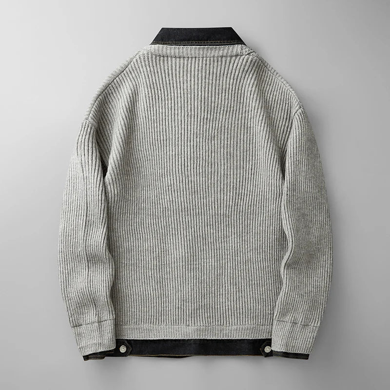 Men's Ribbed Knit Cardigan Button Down