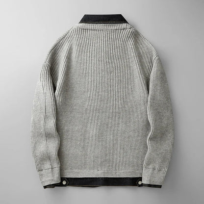 Men's Ribbed Knit Cardigan Button Down
