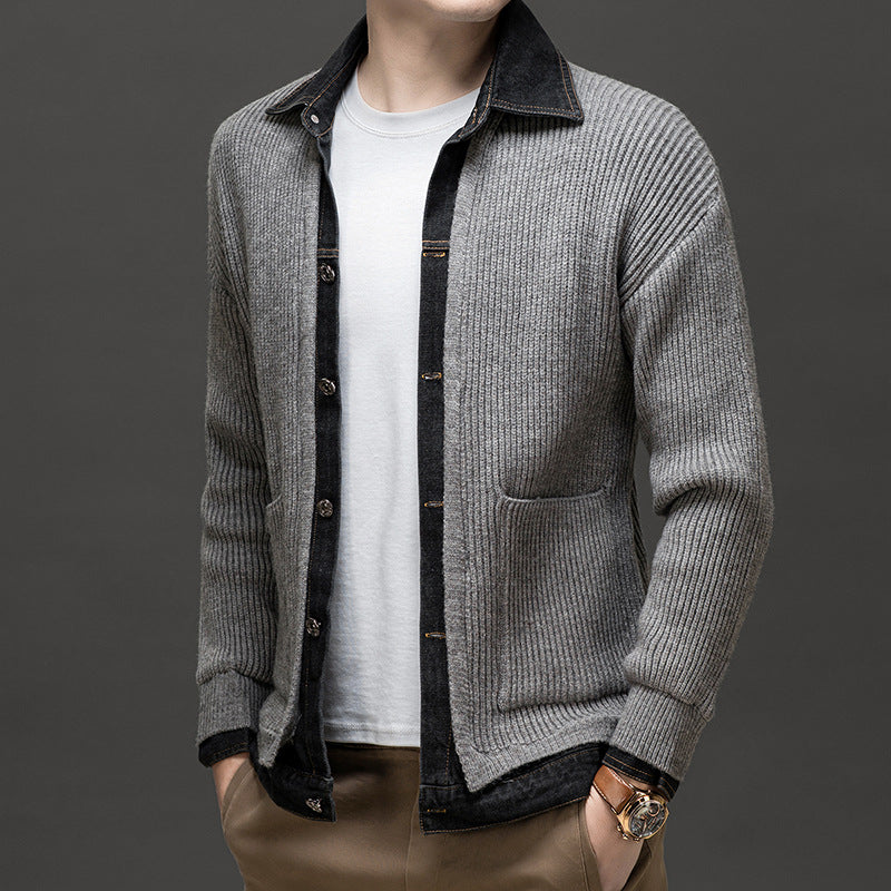 Men's Ribbed Knit Cardigan Button Down