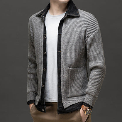Men's Ribbed Knit Cardigan Button Down
