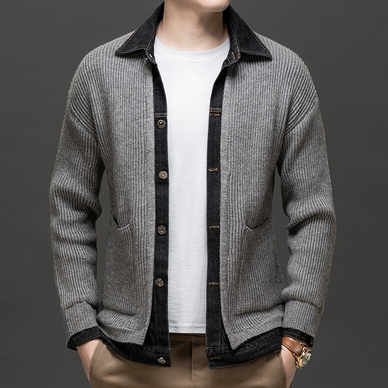 Men's Ribbed Knit Cardigan Button Down