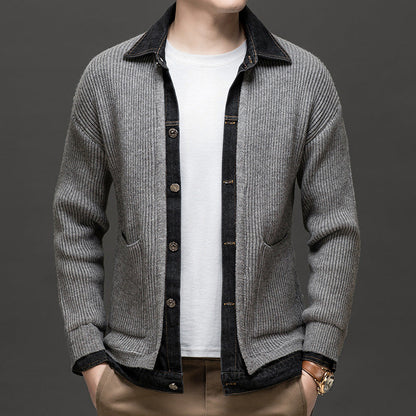 Men's Ribbed Knit Cardigan Button Down