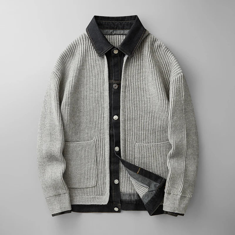 Men's Ribbed Knit Cardigan Button Down