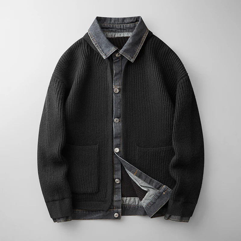Men's Ribbed Knit Cardigan Button Down