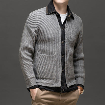 Men's Ribbed Knit Cardigan Button Down - Fashinoza