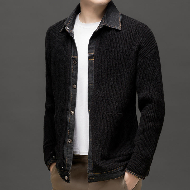 Men's Ribbed Knit Cardigan Button Down