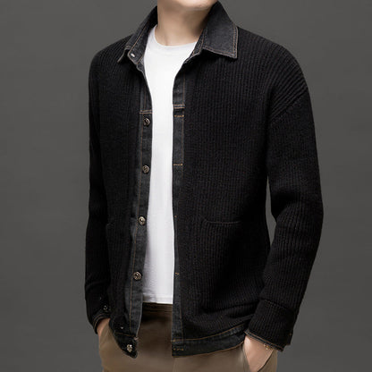 Men's Ribbed Knit Cardigan Button Down