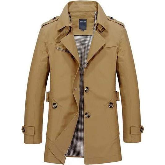 Women's Classic Trench Coat Belted Waist - Fashinoza