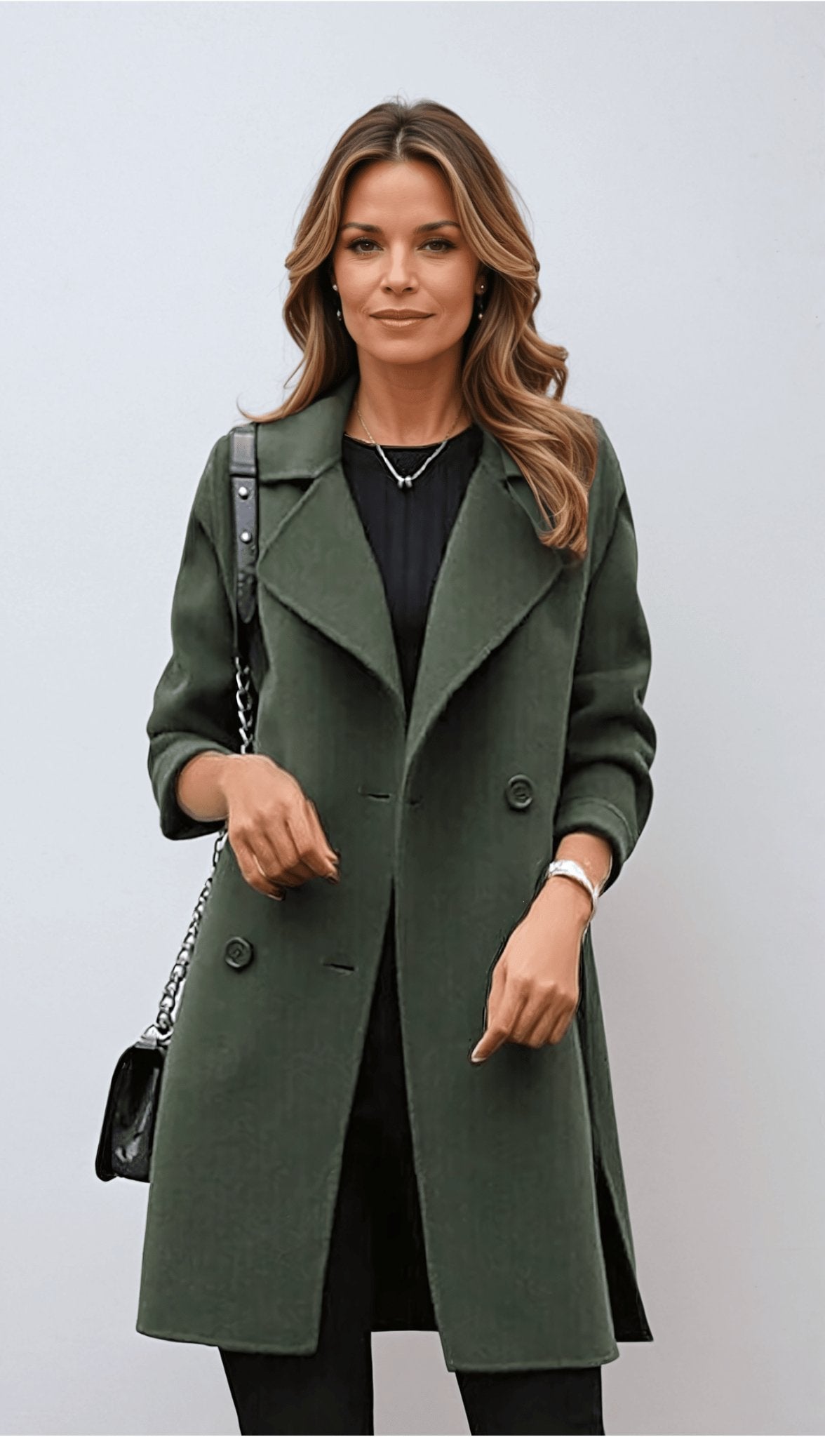 Women's Wool Double-Breasted Coat Classic - Fashinoza