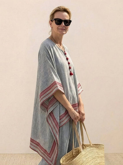 Women's Striped Wide Leg Pants Set Cotton Casual Beige
