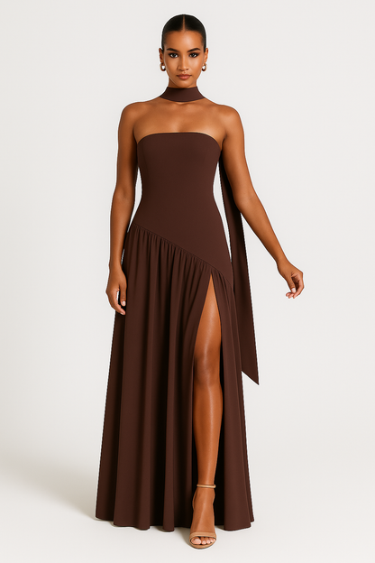 Deborah Women's Strapless Evening Dress High Slit