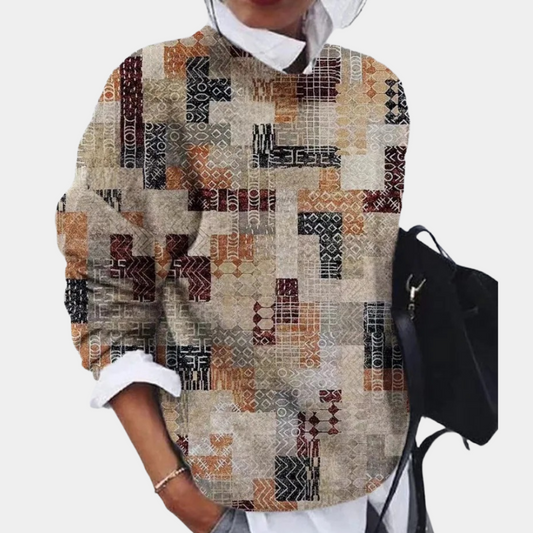 Women's Relaxed Fit Printed Pullover Sweater - Vonnera