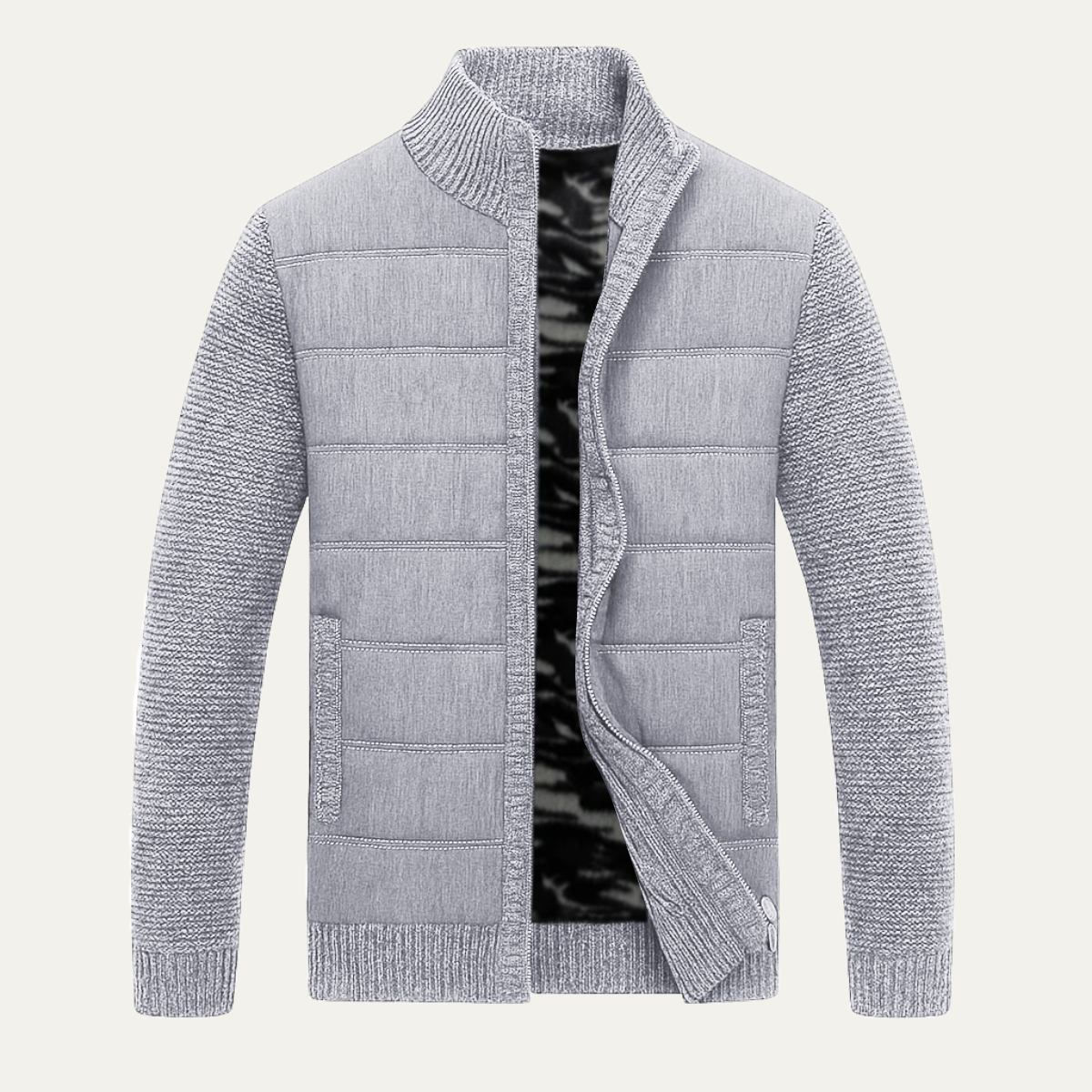 Men's Padded Zip Up Sweater Jacket - Fashinoza