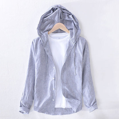 Men's Hooded Button Down Shirt Long Sleeve - Fashinoza