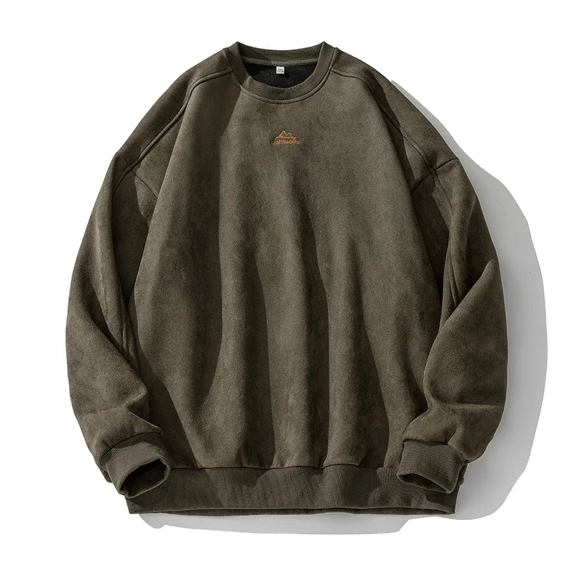 Men's Suede Oversized Pullover - Fashinoza