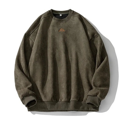 Men's Suede Oversized Pullover - Fashinoza