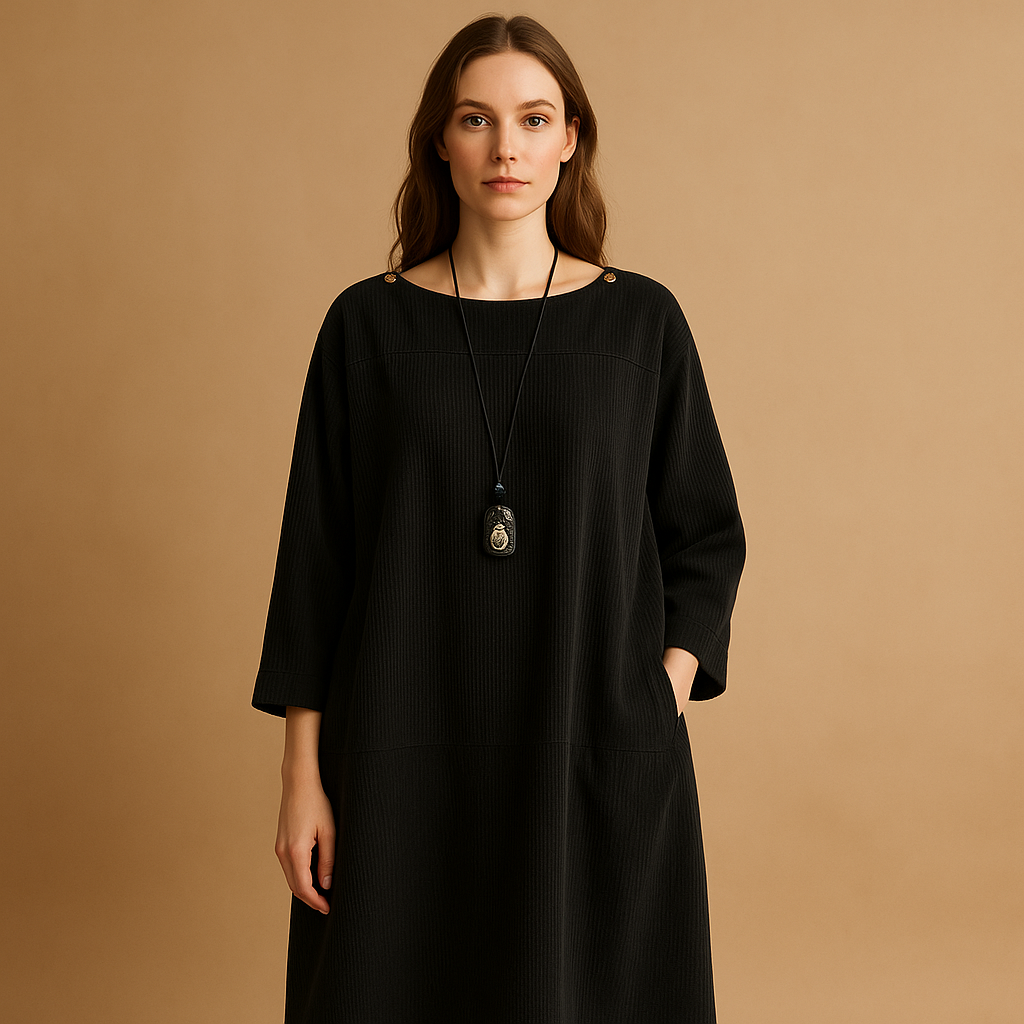 Women's Corduroy Summer Dress Knee Length Brown - 
Fashinoza