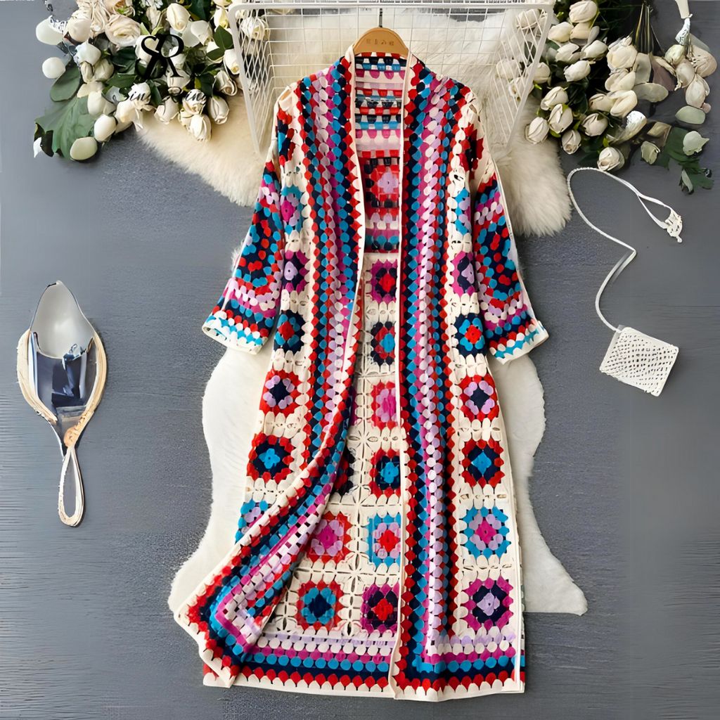 Women's Colorful Long Cardigan - Fashinoza