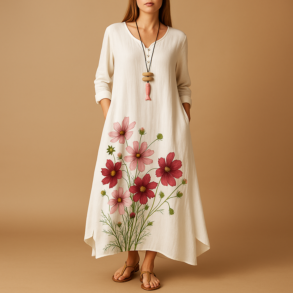 Women's Cotton A-Line Midi Dress - 
Fashinoza