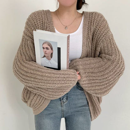 Women's Oversized Open Front Cardigan - Fashinoza