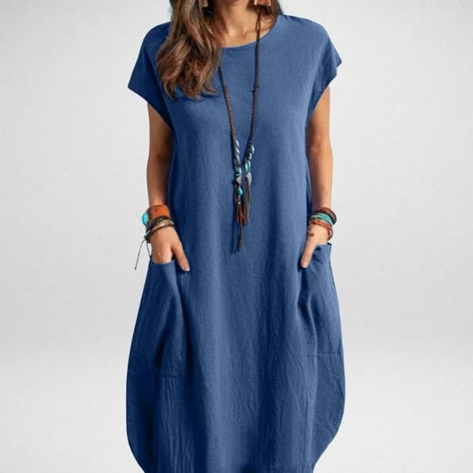 Women's Relaxed Fit Midi T-Shirt Dress - Fashinoza