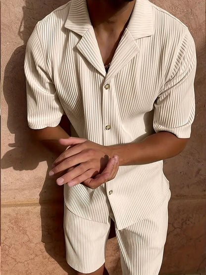 Linen Summer Pants Set Casual Beige