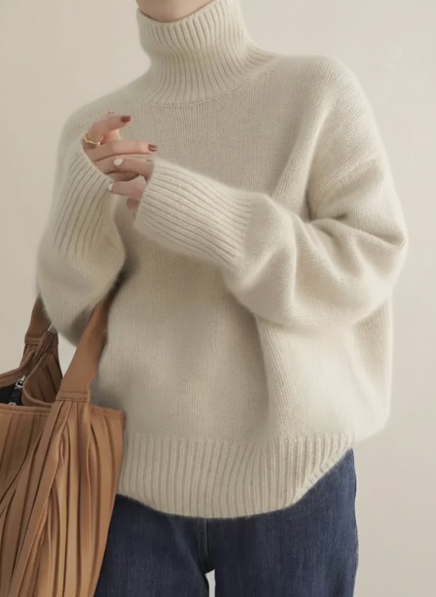 Women's Relaxed Fit Turtleneck Sweater Knit - Fashinoza