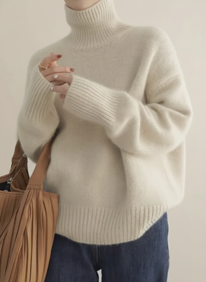 Women's Relaxed Fit Turtleneck Sweater Knit - Fashinoza
