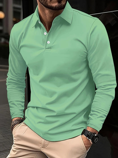 Men's Long Sleeve Polo Shirt Cotton