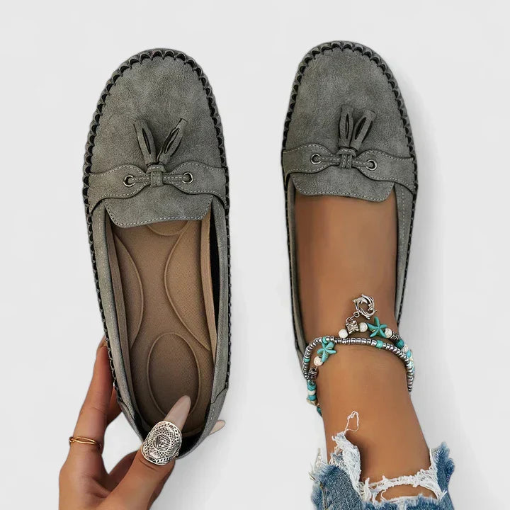 Women's Suede Slip-On Loafers Flat Shoes Brown - Fashinoza