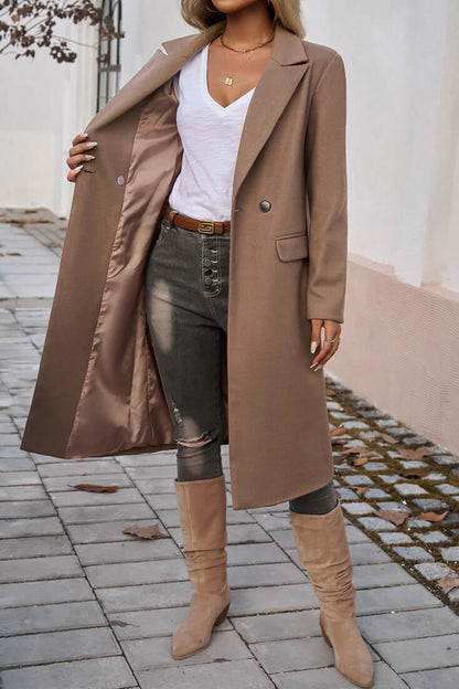 Women's Double Breasted Long Coat Warm Wool Winter