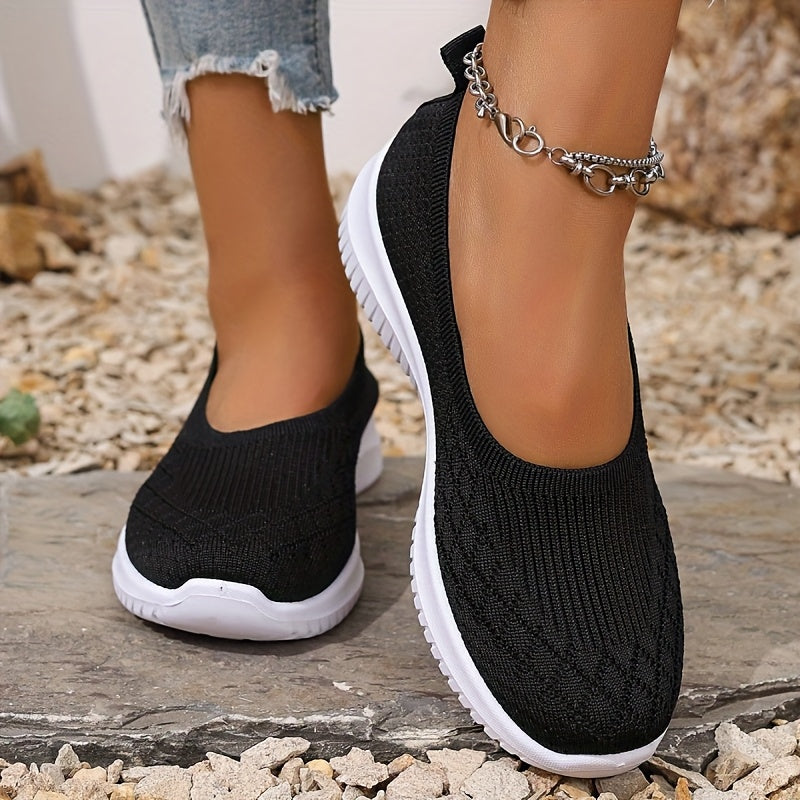 Women's Slip On Shoes Closed Toe Knit Upper