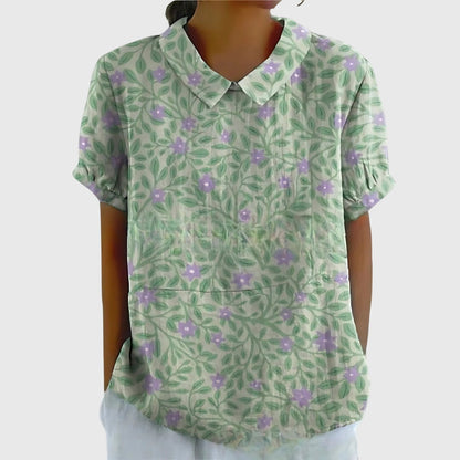 Stella | Womens Floral Collar Short Sleeve Blouse