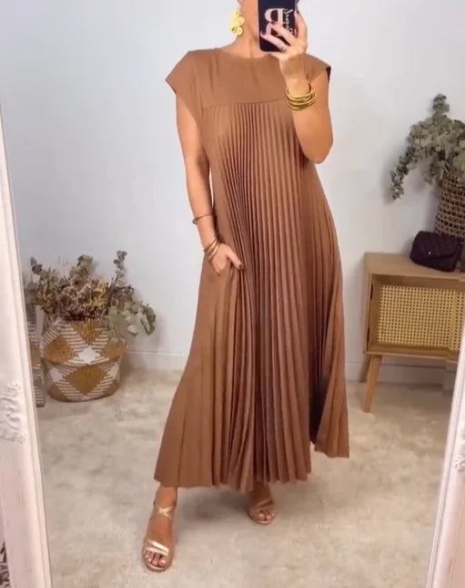 Women's Pleated Maxi Dress Flowy Cocktail