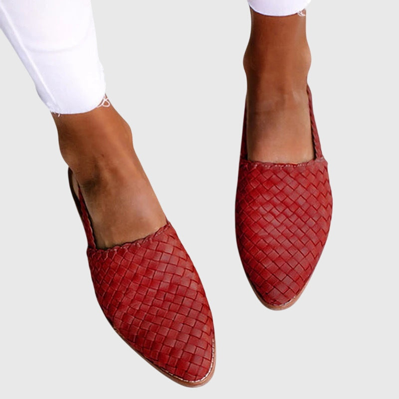 Evelyn | Womens Woven Slip On Flat Shoes