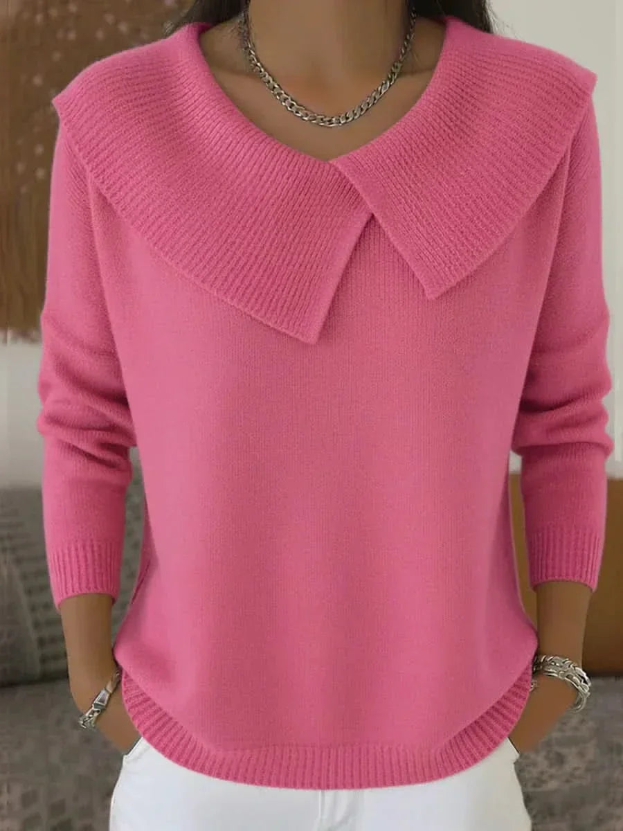 Women's Ribbed Collar Sweater - Fashinoza