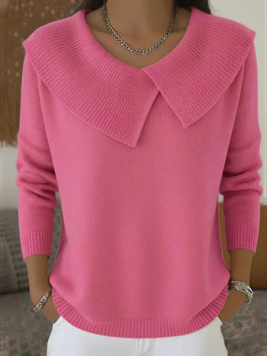 Women's Ribbed Collar Sweater - Fashinoza