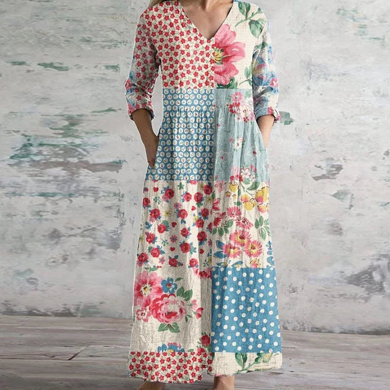 Elegant Women's Retro Maxi Dress - Fashinoza
